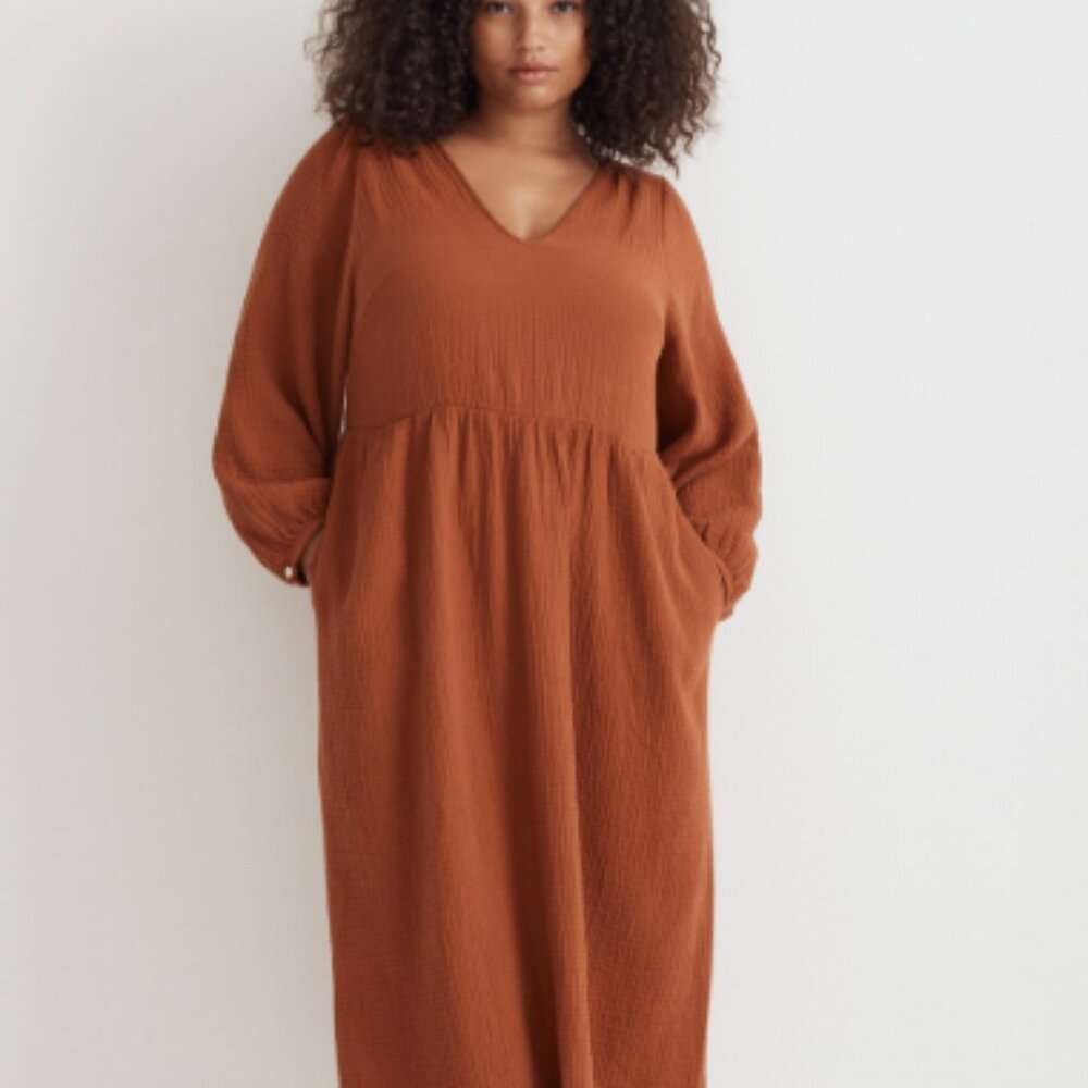 Madewell Lightspun V-Neck Midi Dress